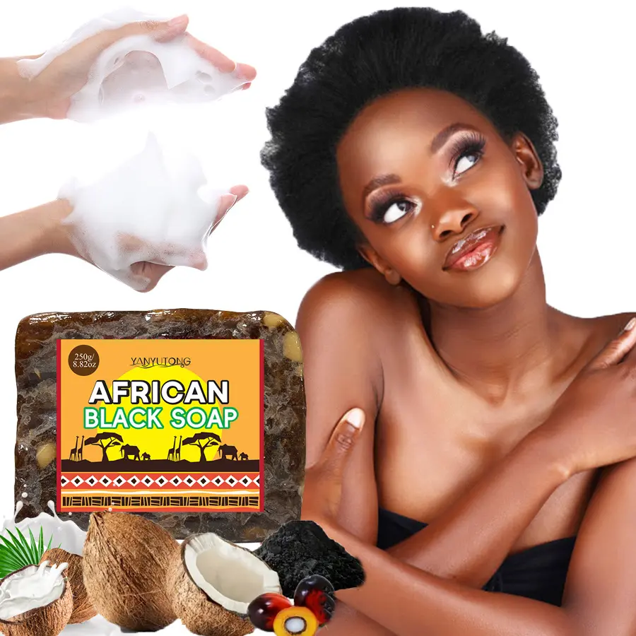 Organic African Black Soap Bar, Natural Plant Extract Cleansing Soap, Moisturizing Skin Cleanser for Face Body, Improve Rough Skin Daily Skincare Soap for All Skin Types, Natural Extract Soaps
