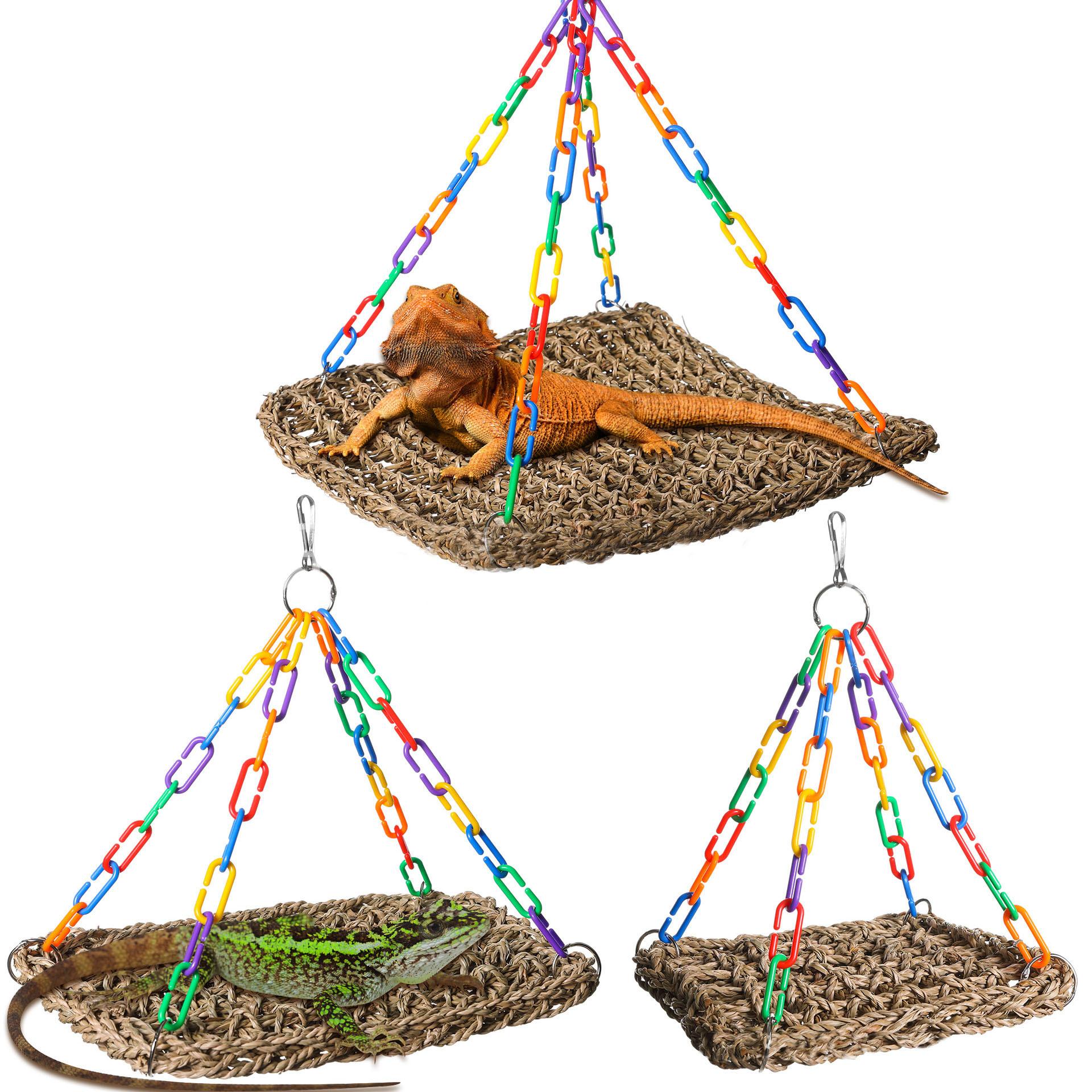 Reptile hammock, lizard basking platform hammock, aquatic plant woven hammock, straw lizard toy, birdcage parrot hammock