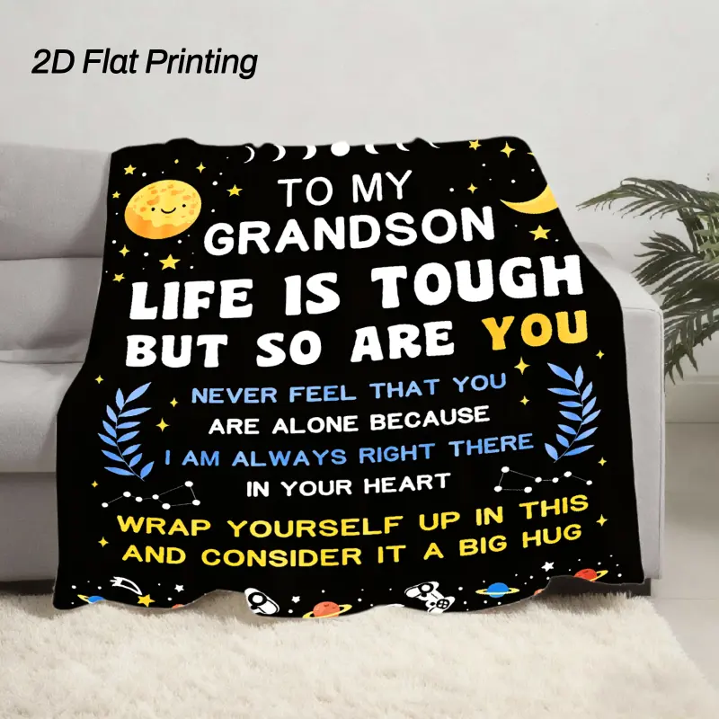 1pc Grandson Gift from Grandma Grandpa Blanket, Grandson Birthday Gift, Christmas Day And Birthday Decoration, Give Me Grandson Gift Blanket The Best Grandson, 2D Flat Printing-280GSM