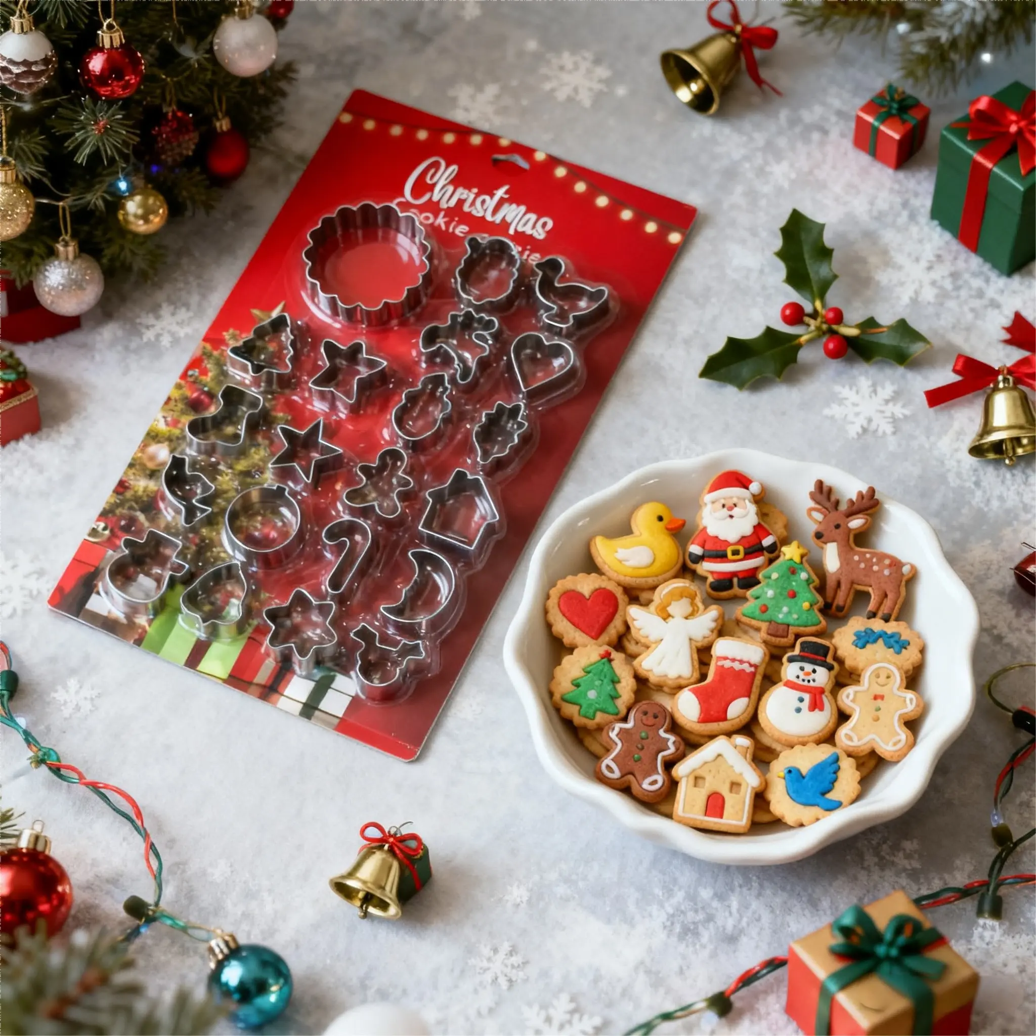 21-Piece Christmas Mini Cookie Cutter Set, Festive Design, Durable and Easy to Clean, Reusable Baking Tools for Holidays and Parties