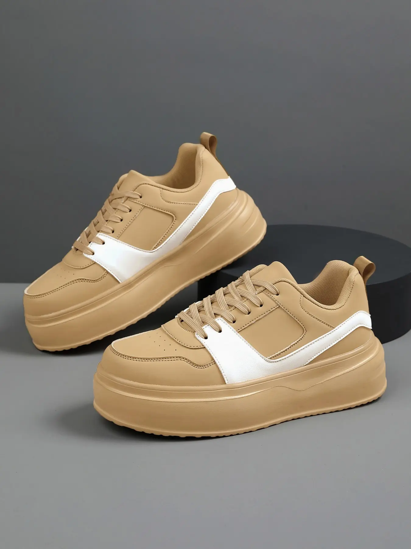 Men's Invisible Height-Boosting Sneakers, PU Leather Waterproof Anti-Slip, Casual Round Toe, Lightweight Eva Sole, All Seasons Comfort, Height Increasing Sneakers
