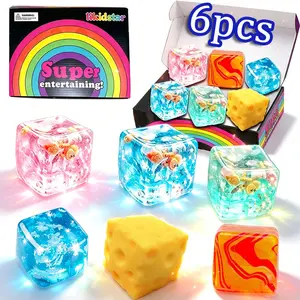 6pcs Transparent Ocean Crystal Stress Relief Squishy Toys, Soft Octopus Toy, Party Gift, Unisex, Model 2411xy08, No Battery Required