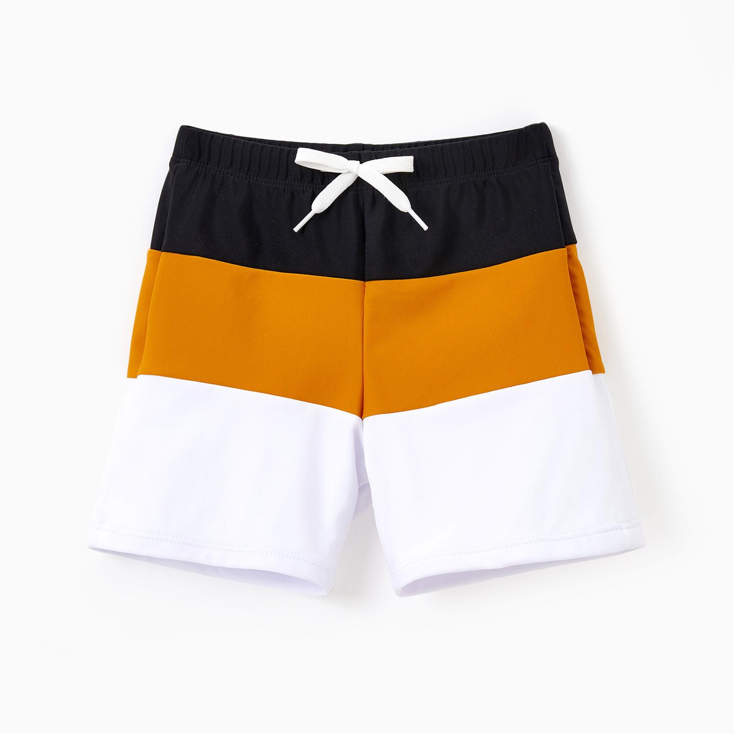 PatPat Family Matching Swimsuit Colorblock Swim Trunks Shorts or Cut Out Waist One-Shoulder One-piece Swimwear Bathing Suit Spingtok