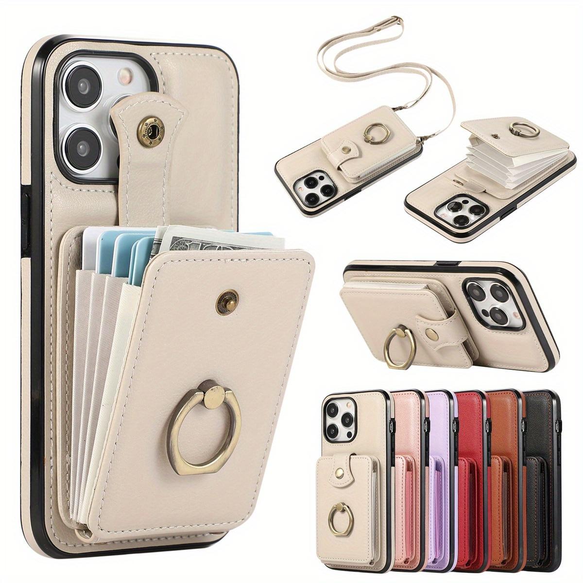 Card holder phone case for iPhone 17/16e/16/15/14/13/12/11 Pro Max SE 2020/SE 2022/X/XS/XR/XS Max 16/15/14/7/8 Plus 17 Air.Features 360-degree rotating ring holder, RFID anti-theft function, and drop protection function.