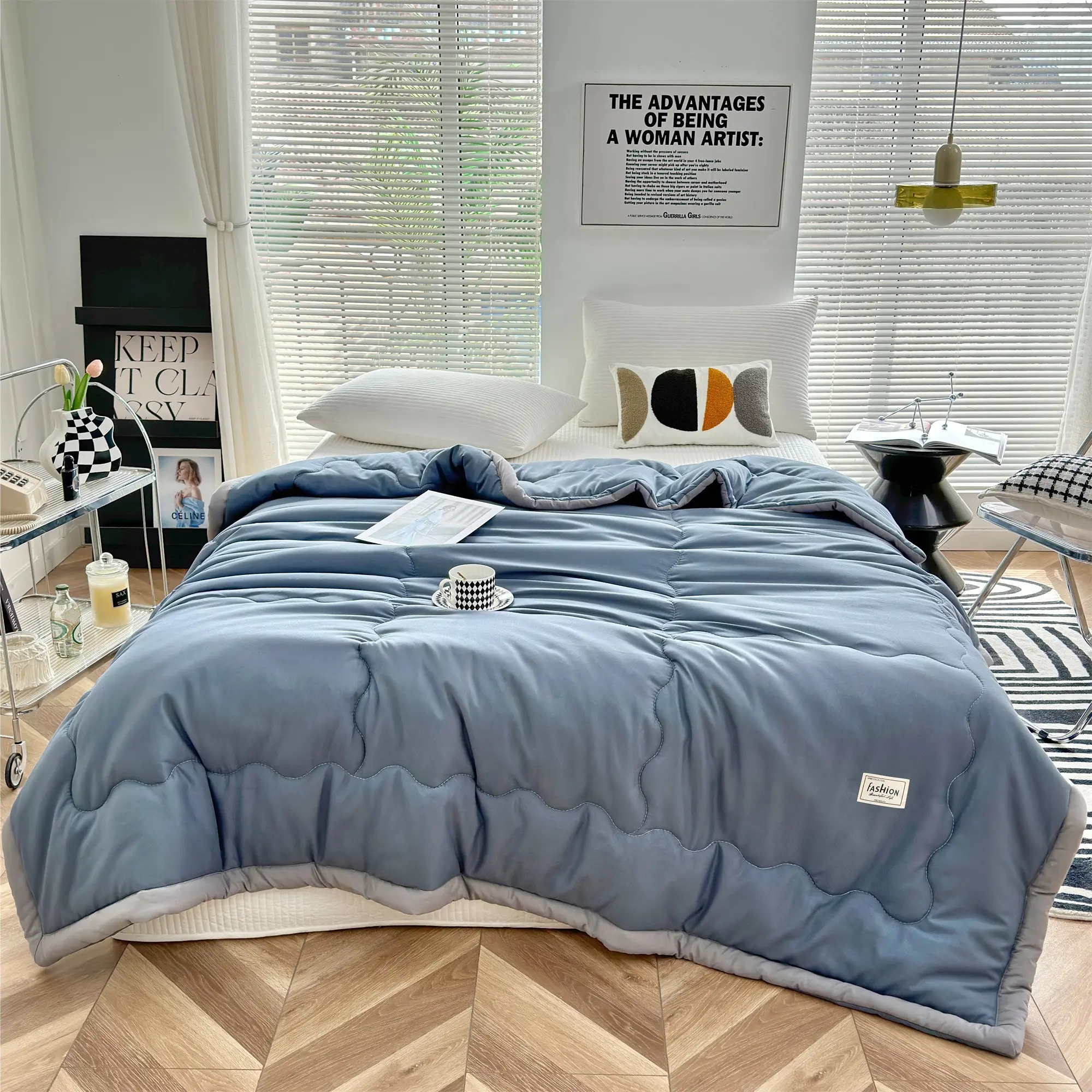 1pc Ultra-Soft Premium Summer Cooling Blanket - Lightweight And Breathable Bed Blanket Summer Cool Quilted Throw for Hot Sleepers, Skin-Friendly Polyester, Reversible Geometric Design, Machine Washable, Perfect Gift, Gentle Soft Blanket