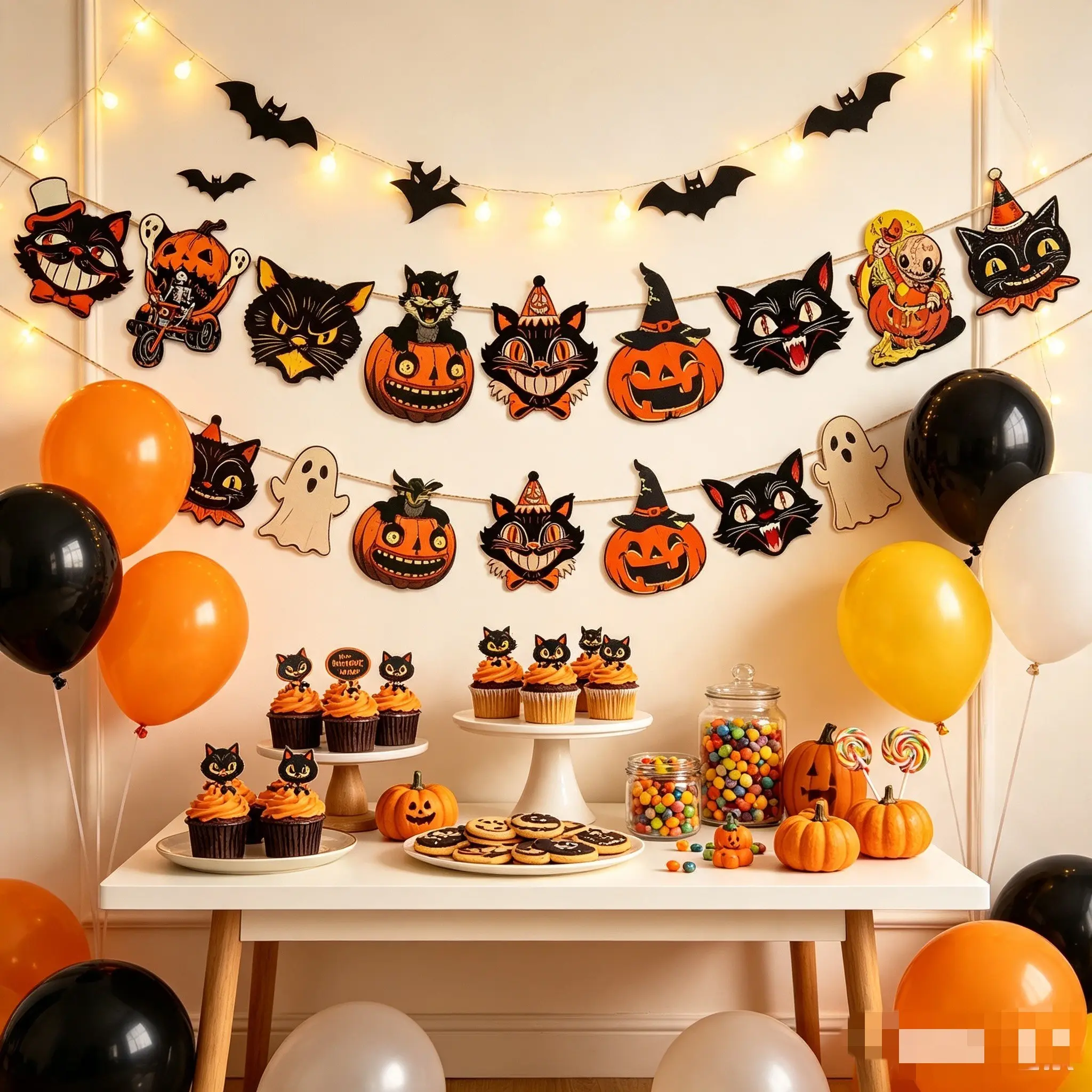 Halloween Decoration Retro Pull Flags Pumpkin Atmosphere Store Bar Party Scene Props, Vintage Halloween Decorations, Festive Setup Accessories