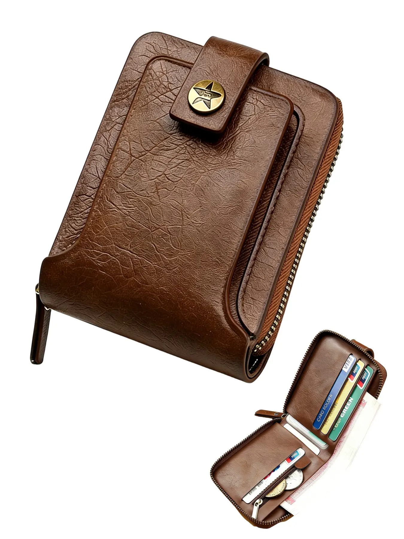 Men's Wallet Business Bank Credit Card Holders Large Capacity Coin Purses,Holder for Photocards,Money Clips High-end Feel Multi Pocket Retro Zipper Money Bags Cash Storage Bags,Wallets for Men,Gift for Men,Daily Use