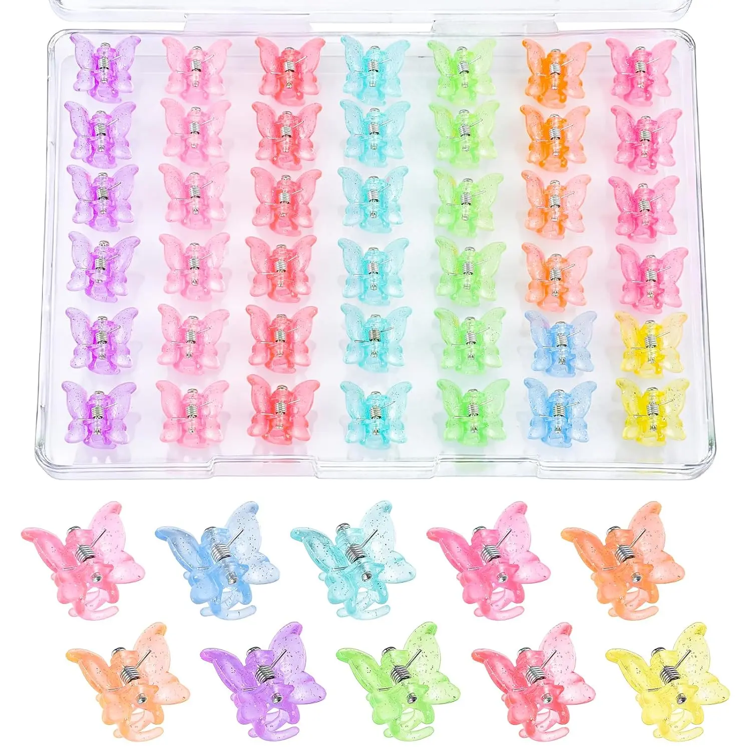 80Pcs Butterfly Hair Clips for Girls, 0.6Inch Mini Hair Clips In 10 Colors - 90s outfits for women - Small Barrettes Hair Accessories For Girls Toddlers kids With Storage Box, Tiny Claw Clips Bulk