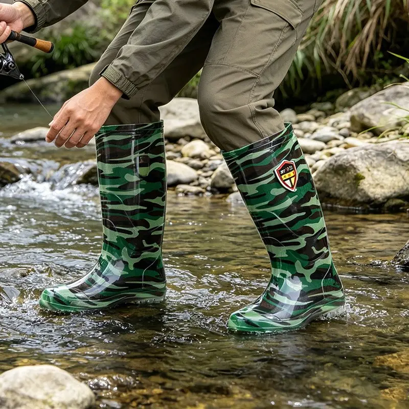 Fashion High-Tech Fashionable Rain Boots for Men and Women, Durable Sole Design, Ideal for Outdoor Activities, Comfortable Water Shoes for All Seasons, Trendy Boots, Footwear