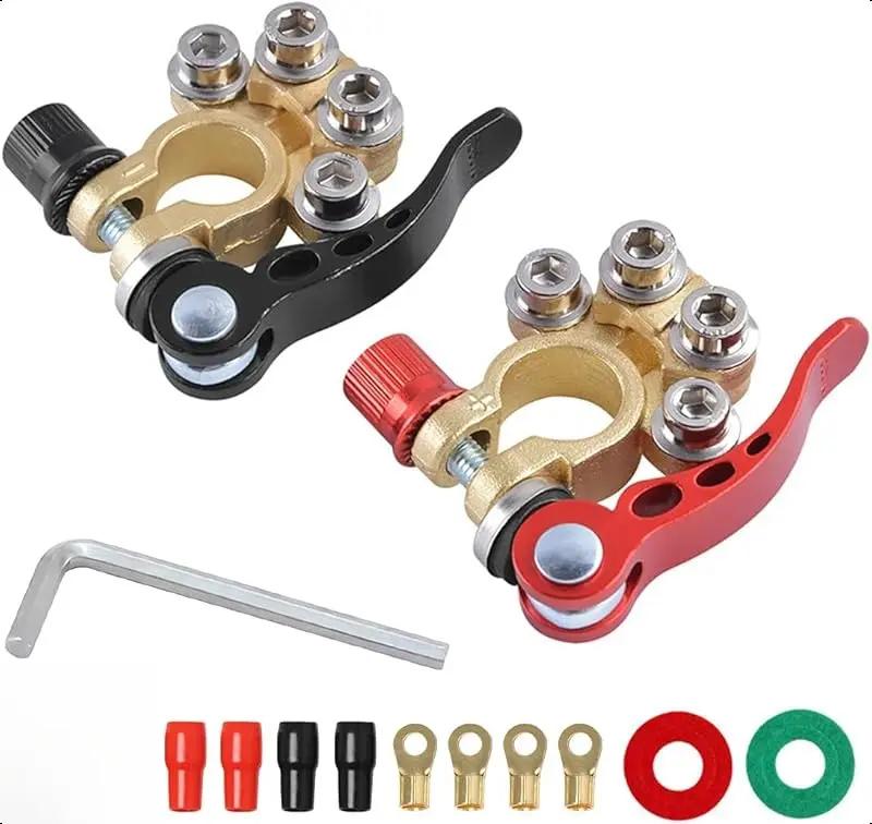 Battery Terminal Clamp Connectors, 2-Piece Set 4-Way Quick-Disconnect Connectors For Sae/Jis Type A Terminals Suitable For Cars, Trucks, And Other Vehicles