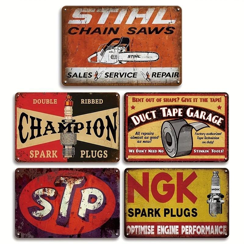 Vintage Letter & Cartoon Pattern Hanging Sign, 5 Counts/set Garage Industrial Style Art Decoration, Wall Decor for Home Living Room Dining Room Office