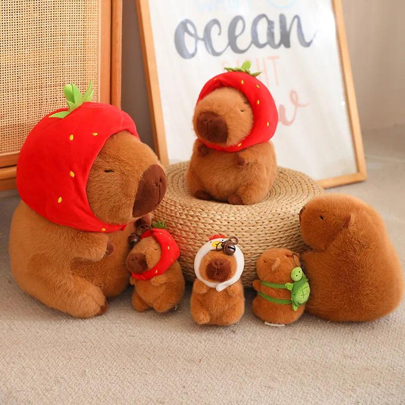Capybara Plush Toy Simulation Capibara Unicorn Dinosaur Dress Boba Bread Fruit Food Decor Birds Bubble