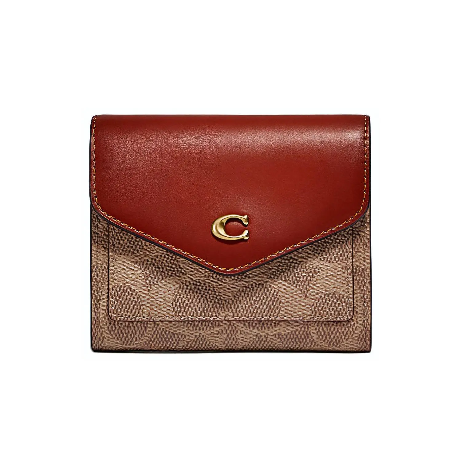 Coach Wyn 11 Color-Block Leather Wallet for Women in Red-Brown