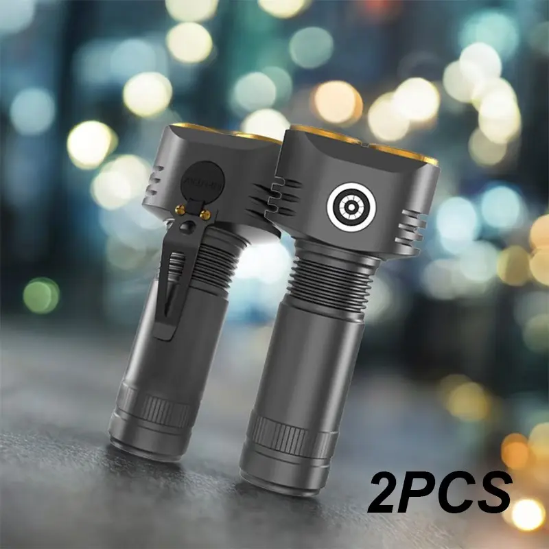 2 PCSof portable LED commercial lighting equipment, made of aluminum alloy, with 3 modes, Type-C rechargeable LED pen clip flashlight, hanging work lamp, magnetic fixed design at the end, suitable for emergency situations, fishing, running, coffee shops