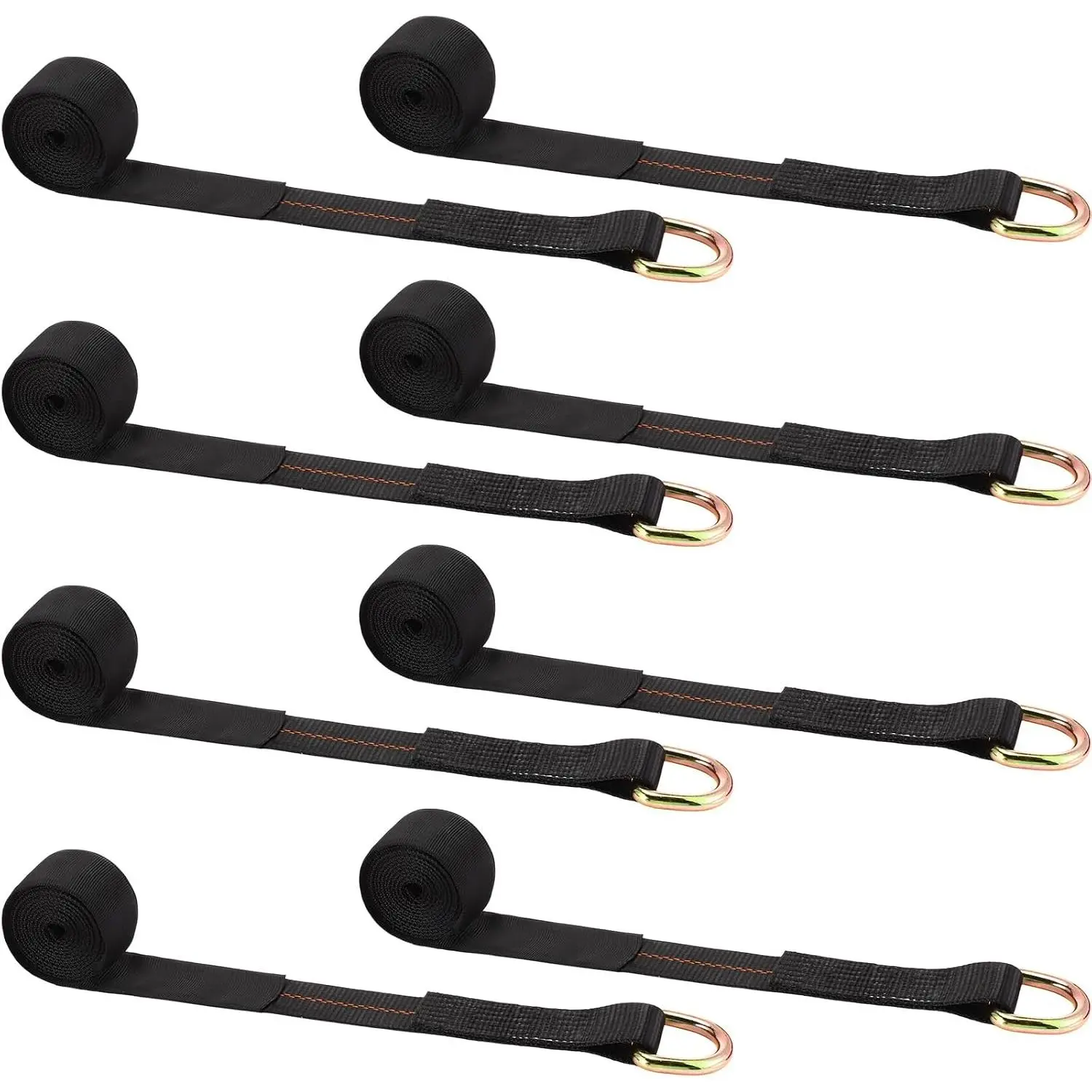 4 Pack Lasso Tow  Straps with D Ring 11, 000 Lbs Break Strength D Ring Auto Tie Down Wheel Lift  Strap for Hauling Utv SUV Wrecker Rollback (2" X 8ft,Black)