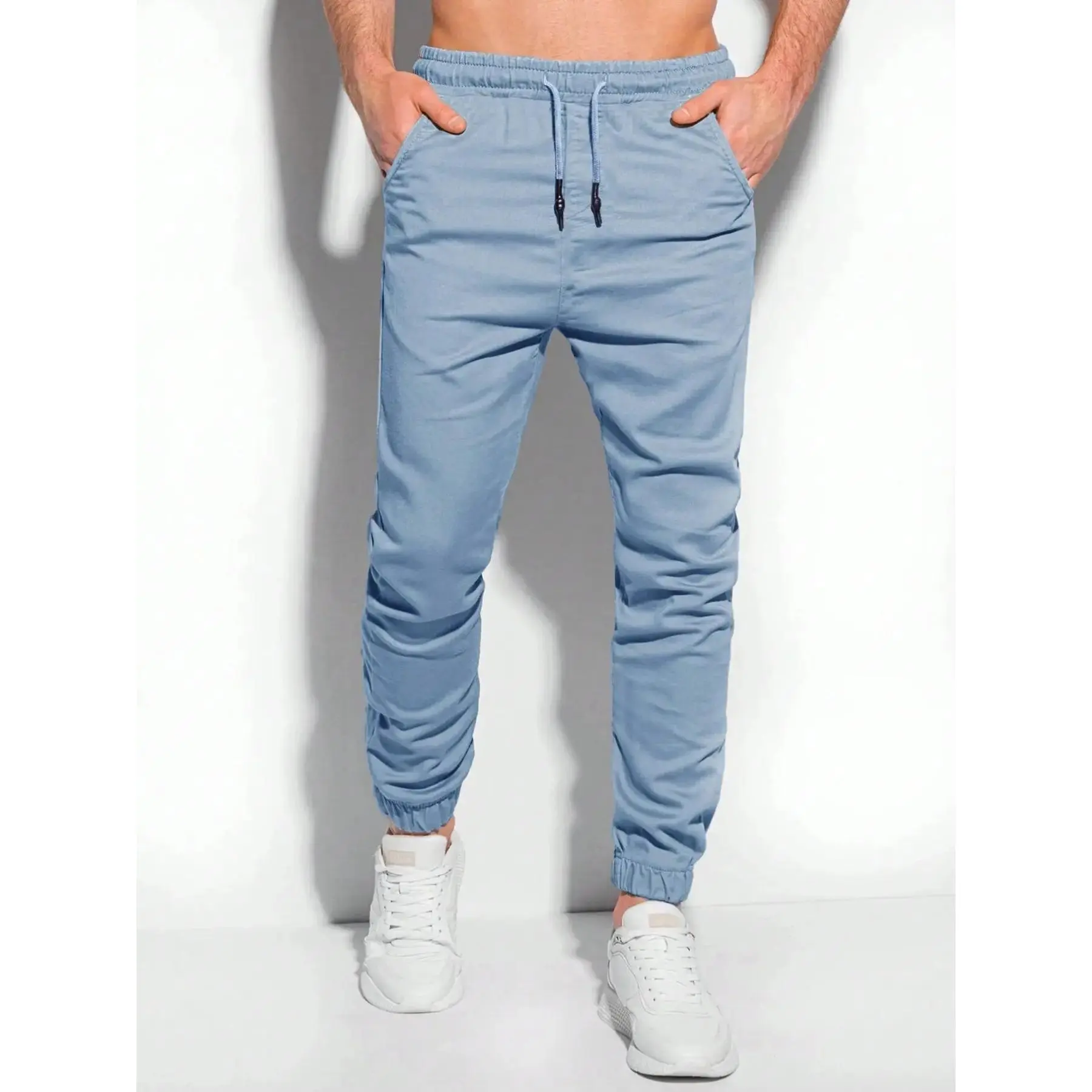 Men's Casual Jogger Pants, Slim Fit Elastic Waist Drawstring Trousers, Soft Stretch Chino Joggers with Cuffed Ankles, Comfortable for Daily Wear, Streetwear & Casual Work, Athleisure Casual Bottoms
