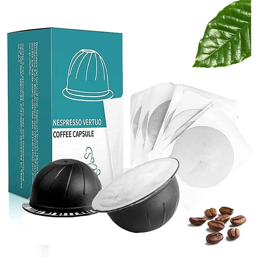 Vertuo Capsules Refillable  Pods with Espresso  Foils for  Vertuo  Machines GCA1 and De'Longhi ENV135S