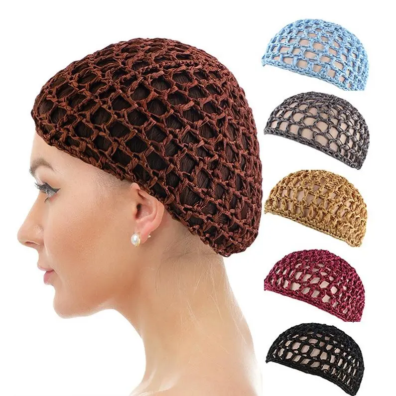 3/4pack Crochet Mesh Hair Net Bonnet – Breathable Woven Sleep Cap & Wig Cap, Quick-Dry Shower Hair Cover for Women, Stretchy Elastic Night Head Wrap, Travel & Daily Hair Care Accessories