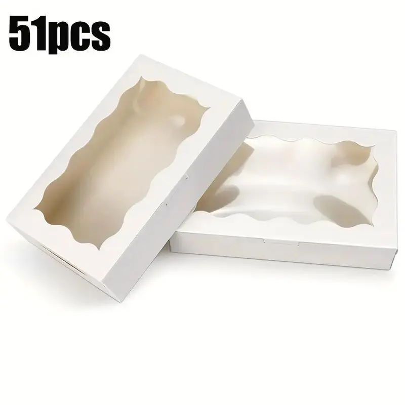 Kraft Gift Box Set, 51pcs with Clear Display Window, Disposable Design, Clip Closure, Ideal for Holiday Gifts, Easy to Use