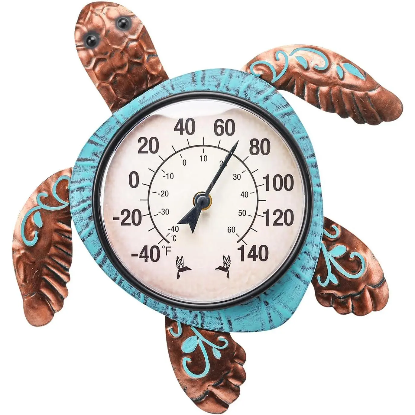 Outdoor Thermometer, Turtle Outside Decor for Patio Pool Garden | Large Number Wall Mounted No  Needed