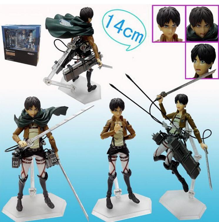 Figma 3 Style Attack on Titan Anime Shingeki no Kyojin Scouting Legion Levi Boxed PVC Action Figure Model Toy Gift