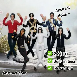 28CM Michael Jackson Abstract Doll with Built-in Wire Skeleton Doll Mouse and Tough Guy MJ Doll Adjustable Posture Fan Gift