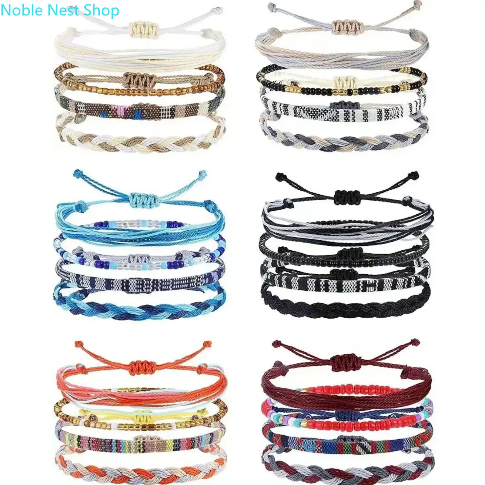 Women's Boho Braided Rope Anklets, 4/24 Pcs Colorful Waterproof Ankle Jewelry, Trendy Foot Accessory for Beach, Club, Summer Sports and Gifting