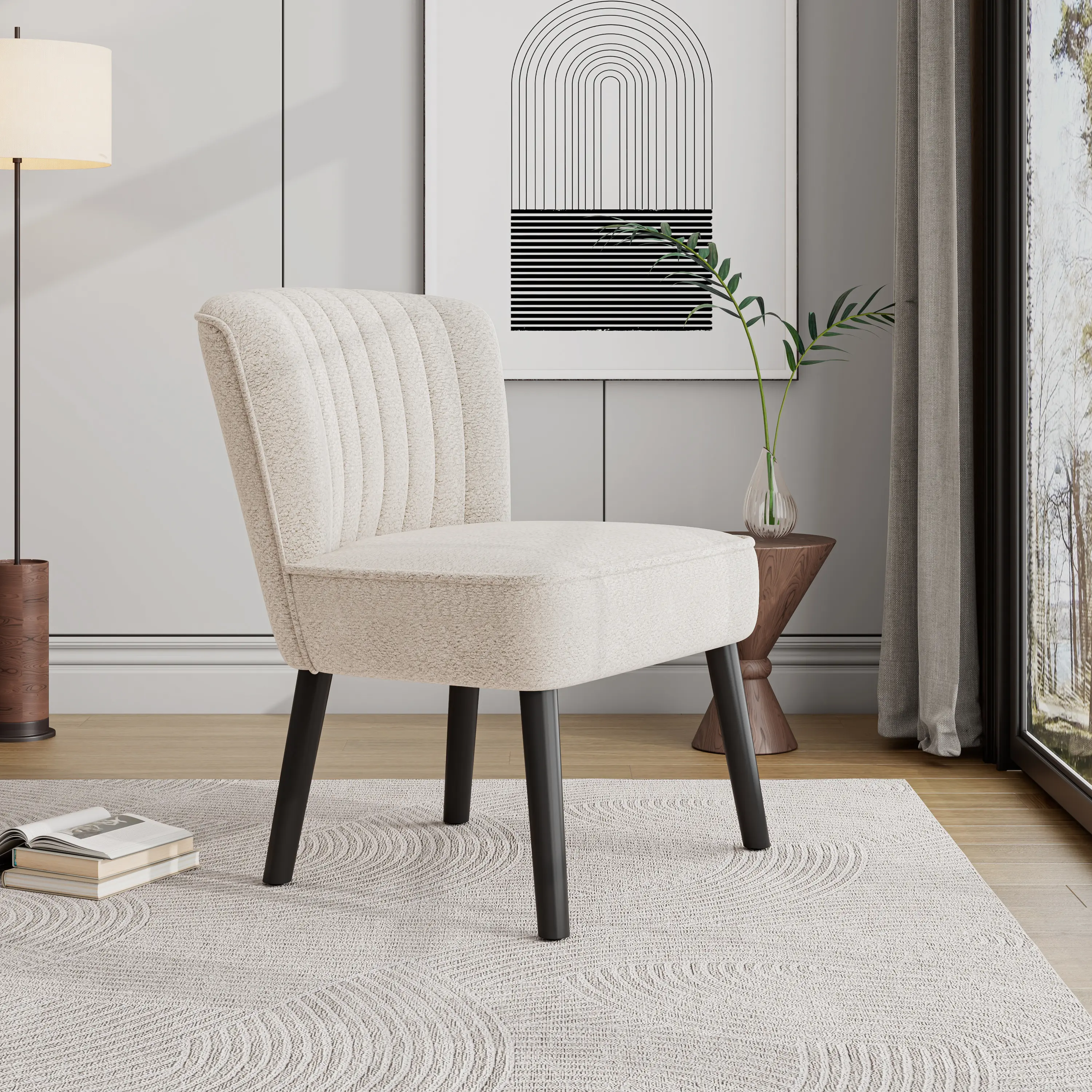 ARCH Shellback Chair White Indoor Dining Chair for Kitchen Living Room Modern Accent Seating Furniture Single, Dining Room Chairs for Kitchen, Dining Room, Living Room, Restaurant Style Seating, Contemporary White Shell Back Chair for Home, Office