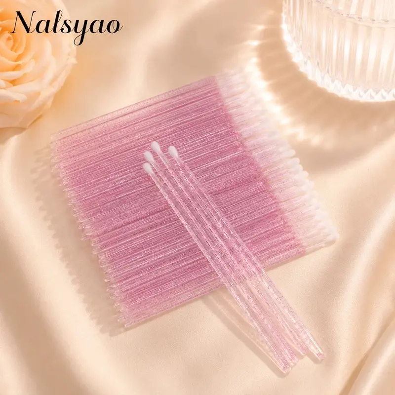 100 Pack Crystal Handle Micro Lash Brushes, Versatile for Mascara Application and Extension Removal. Fine Tips for Precise Brushing and Gentle Cleaning. Hygienic and Easy to Use, Essential for Makeup Artists and Lash Technicians.