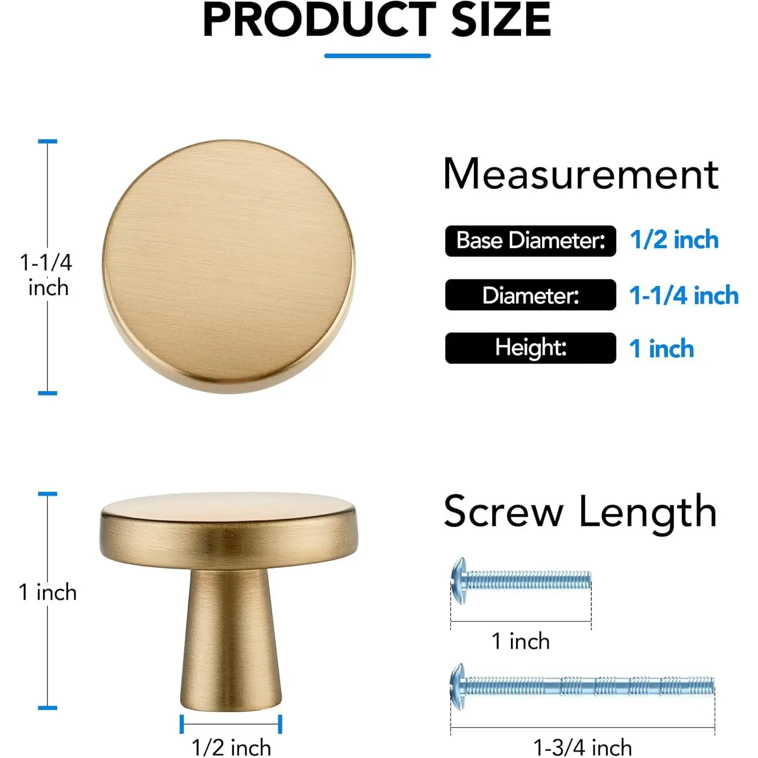HOME EDIT 10 Pack Champagne Bronze Cabinet Knobs Zinc Round Knobs for Kitchen, Bathroom, Closet, and Dresser