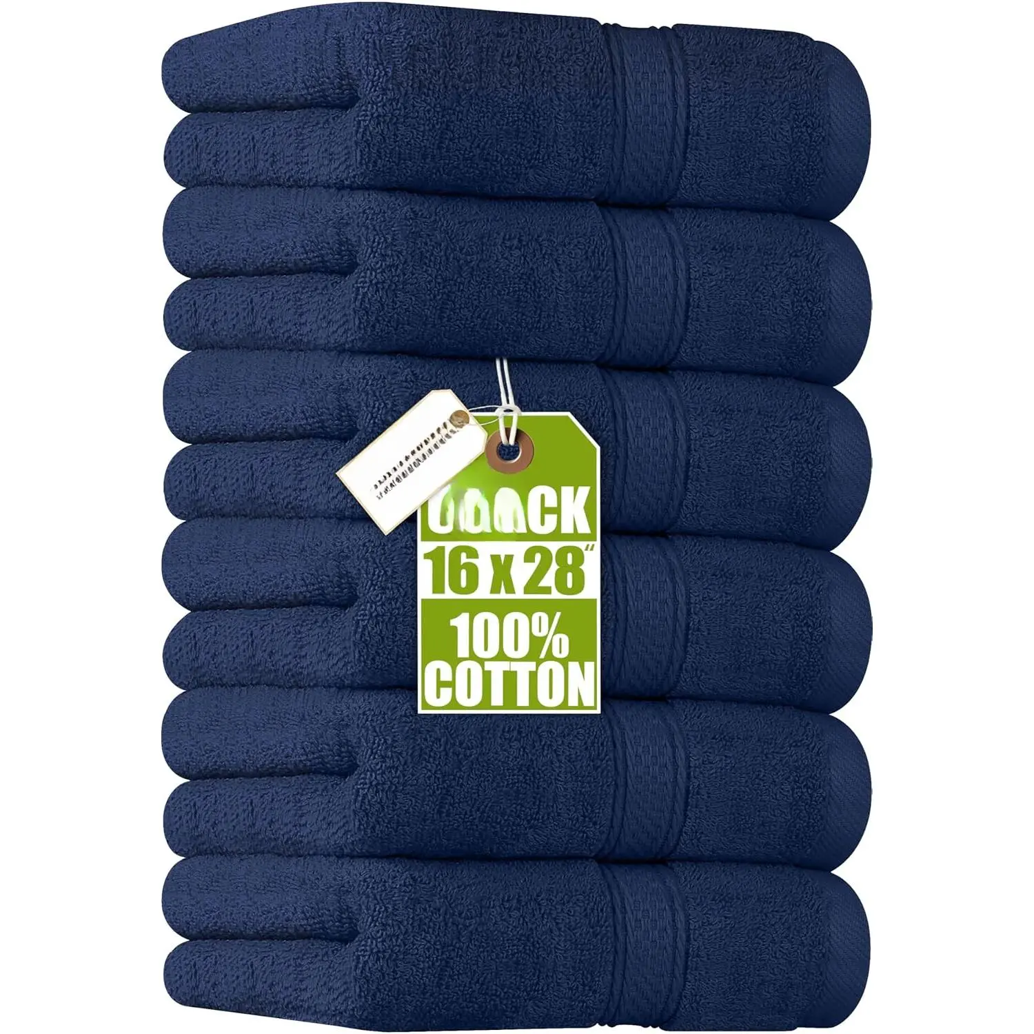 Navy Blue 6-Pack Premium Cotton Hand Towels Set, 16x28 in, 100% Ring Spun Cotton, 600GSM Ultra Soft Highly Absorbent Towels for Bathroom, Spa, Six Towels