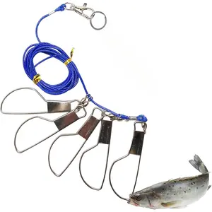 6.5ft Live Fish Stringer Lock, Comes with 5 Stainless Steel Rotating Snap Locks and Ground Anchor