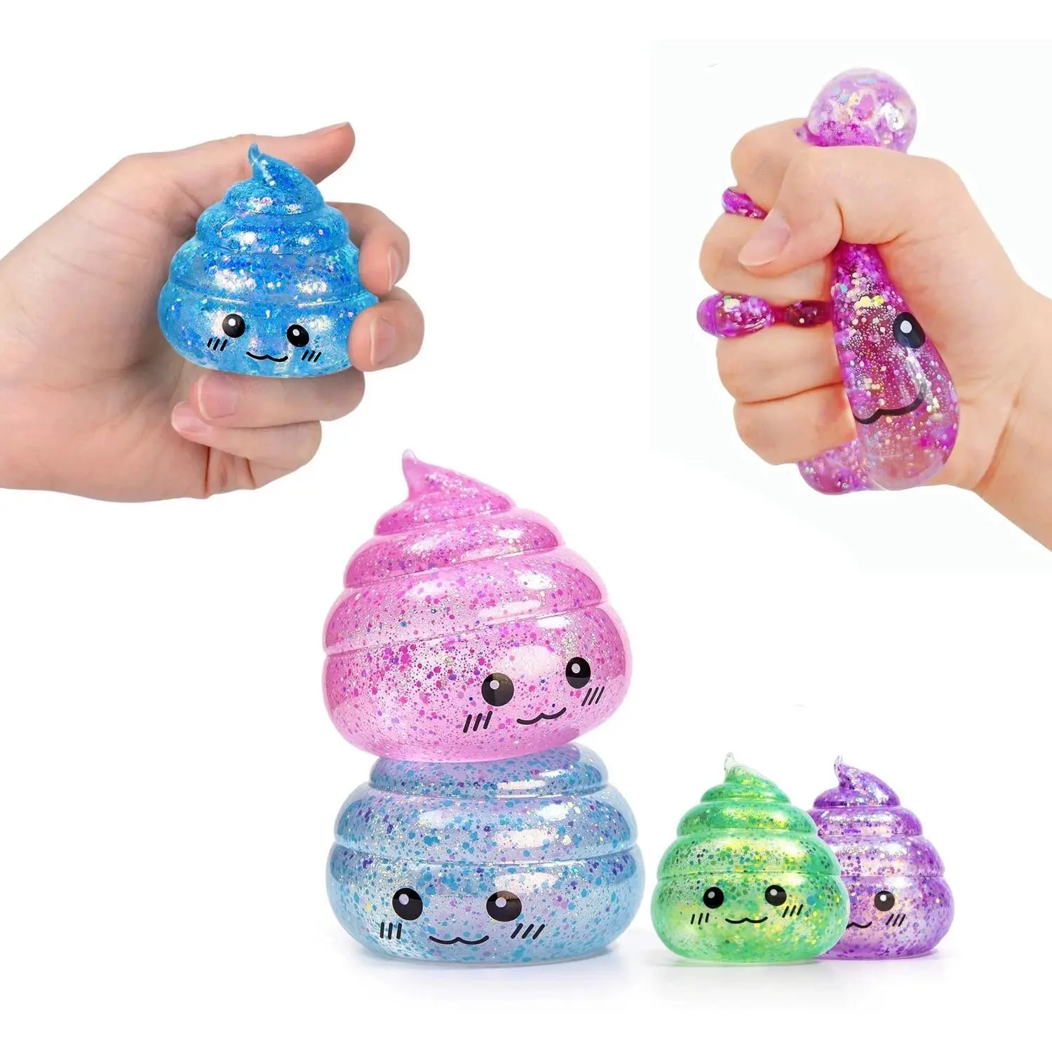 Poo Face Maltose Squishy Stress Ball - Novelty Squeezy Anxiety Fidget Toy for Adults, Prank Gift, Adult Supervision Required, Not Suitable for Kids Under 3