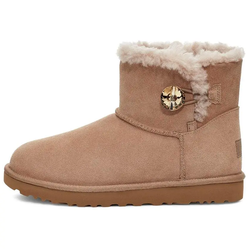 UGG Bailey Mini Button Gold Bling Warm Comfortable Short Snow Boots 1118998-ARGL