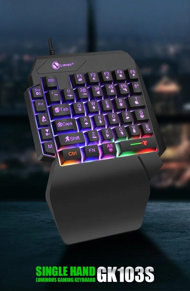 35keys One Handedly Single Hand Mini Gaming Keyboard Usb Ultra-slim Wired Backlight Keyboard for Laptop Desktop PC Smartphone