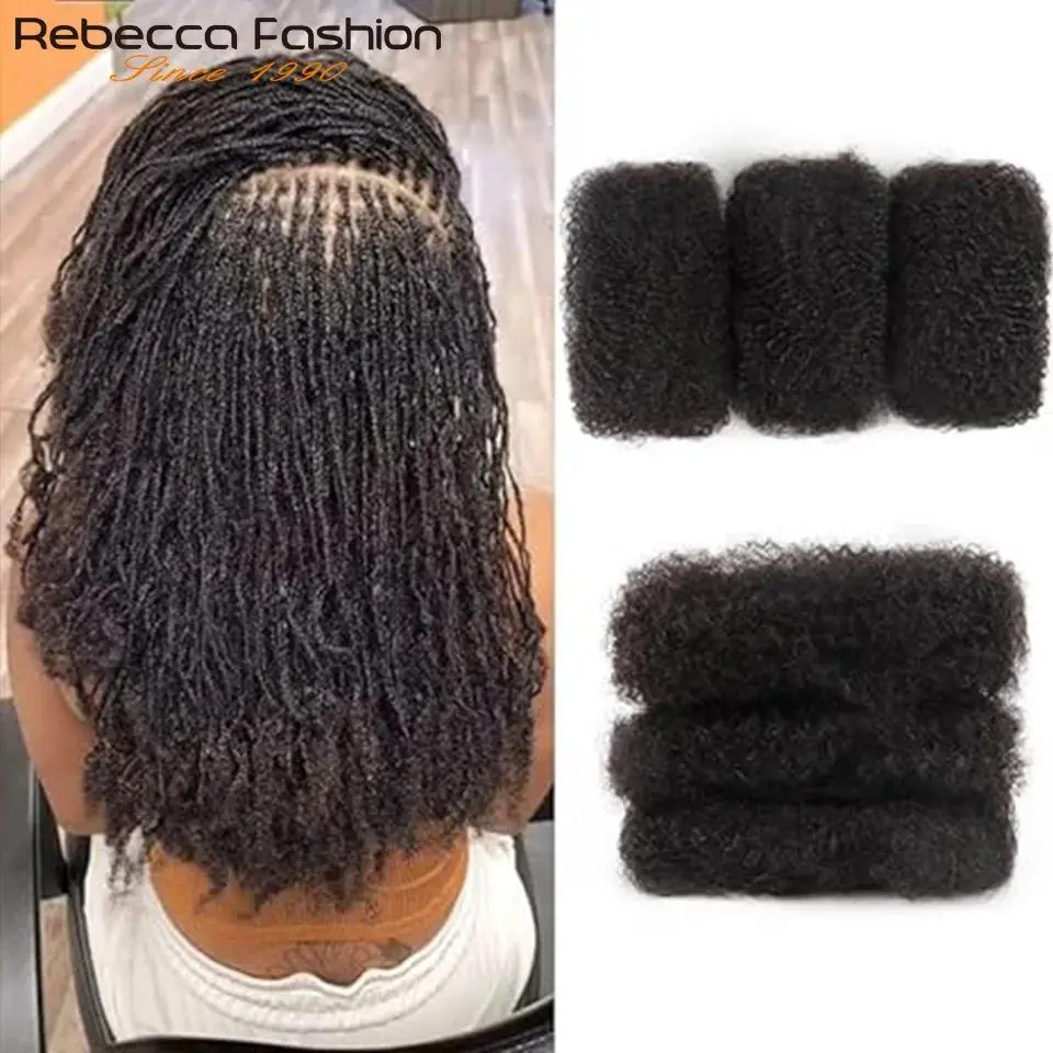 QVR Afro Kinkys Bulk Human Hair for Dreadlock Extensions Loc Repair Braiding Twist Tight Afro Kinky Human Hair for Locs 50G/Pack
