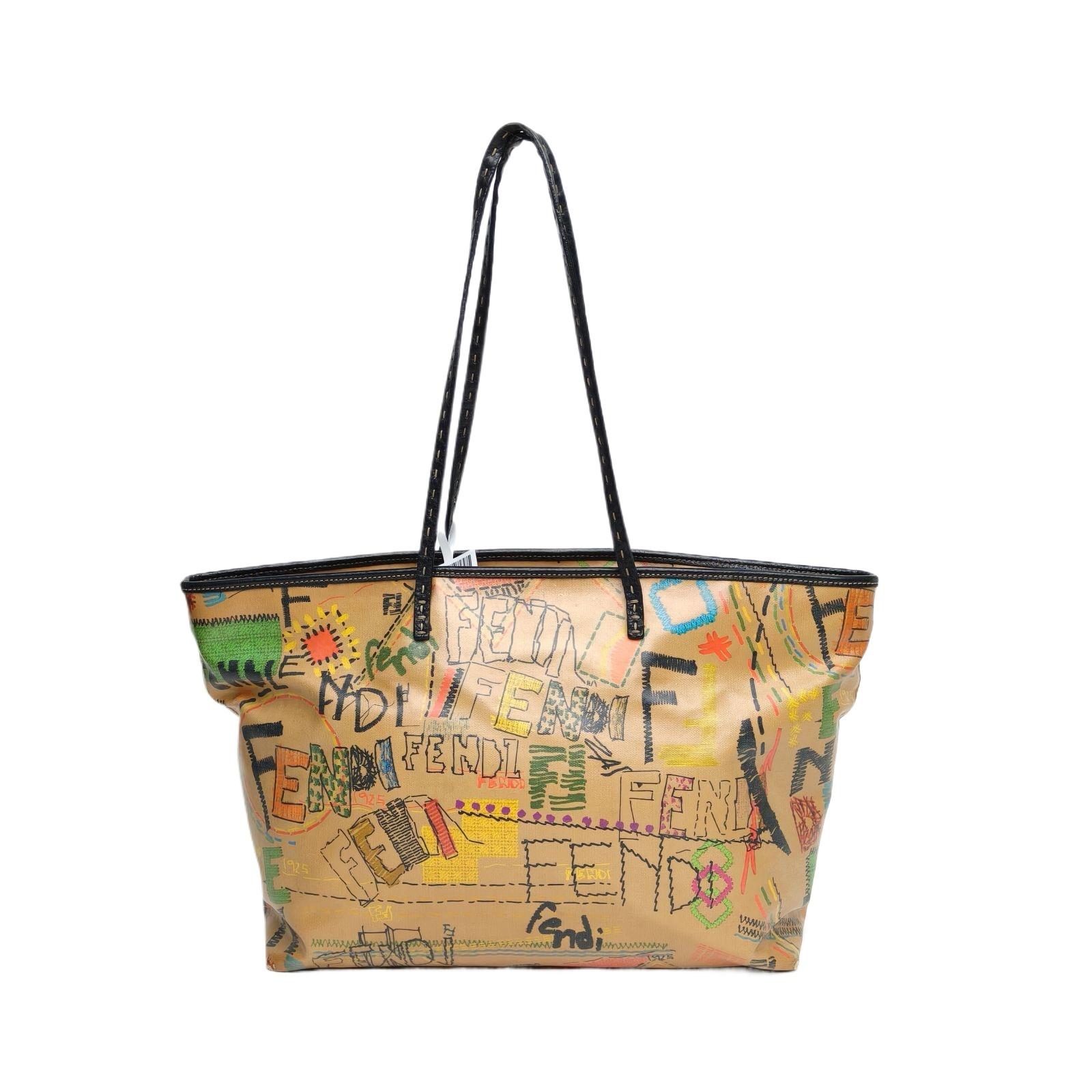 Pre-owned FENDI 【Diz】FENDI Brown PVC Gold Hardware Graffiti Shoulder