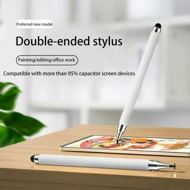 High Sensitivity Dual-Ended Capacitive Stylus Pen, Compatible with iPad iPhone Tablet Touchscreen, Silicone Tip, Portable Compact Office Tool