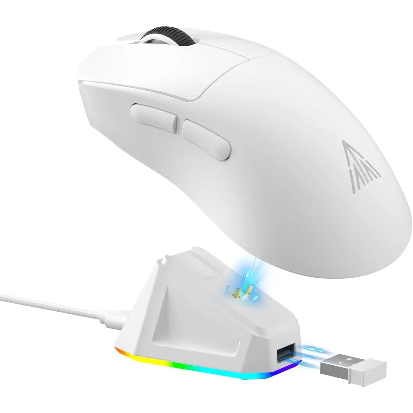 SM822  Gaming  with  Dock, Tri-Mode  , PAW3311 Optical Sensor, Up to 24,000DPI, 62g Lightweight  with 5 programmable Buttons, for PC, Laptop (White)