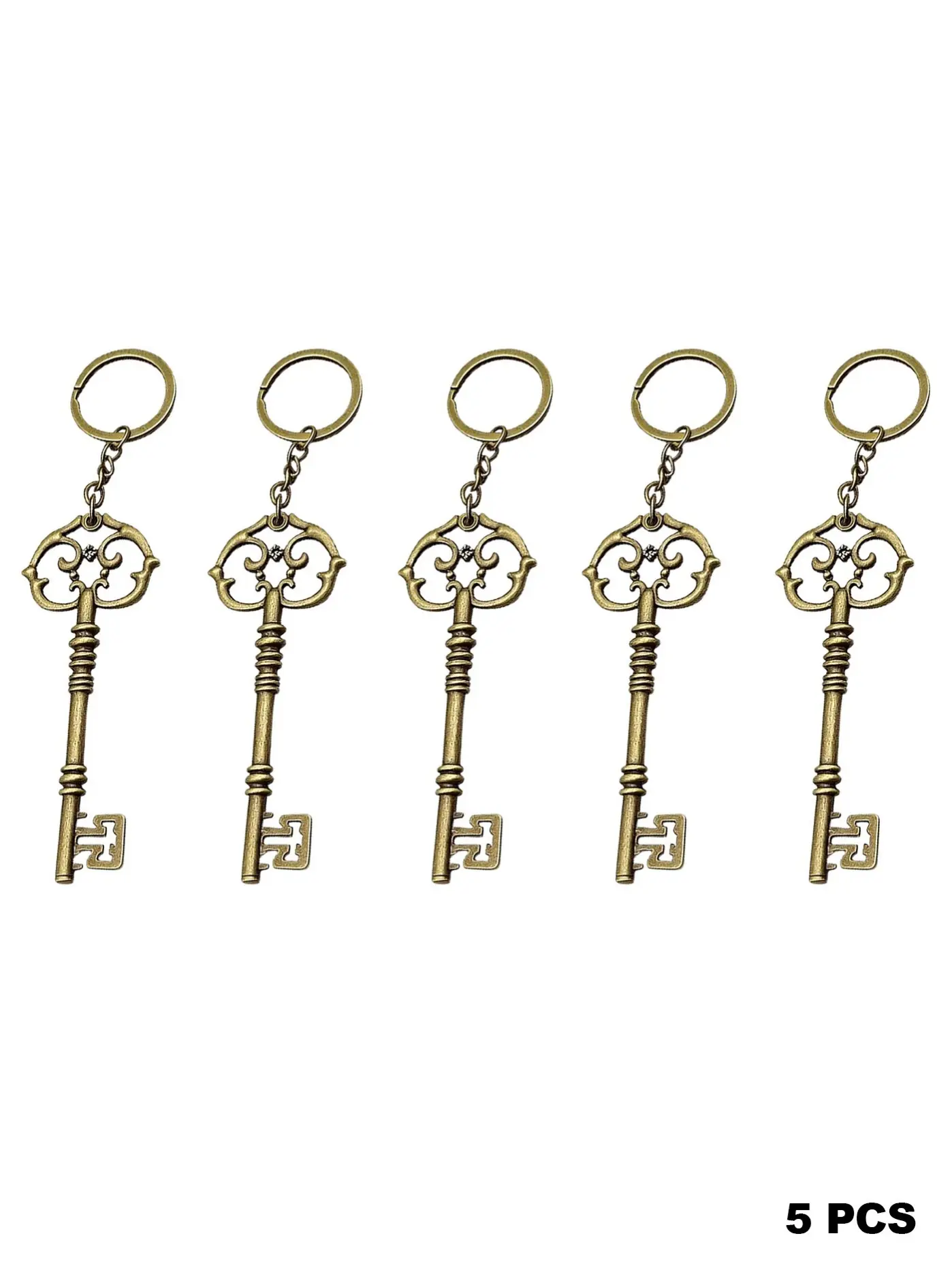 5 Piece Vintage Skull Keychains, Unisex Gothic Style, Antique Bronze Color, Perfect for Car Keys, Office Keys, Backpack Accessories, Gift Idea, Car Key Holder