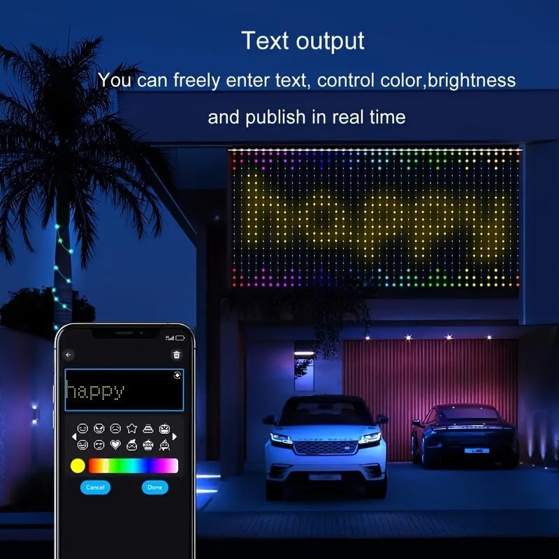 Smart RGB Curtain Light DIY LED Lamp with Color Changing Wall Lights APP & Remote Control, Indoor Decoration for Valentine's Day Christmas, Mood Decorative Lights, Indoor Decorative Light
