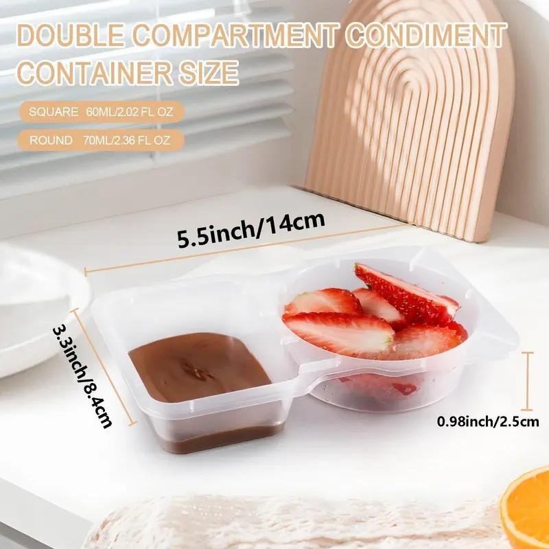 Reusable Transparent Snack Storage Containers Set with Lids, Stackable Dual-Layer Plastic Food Boxes, Leak-Proof Portable Kitchen Organizer