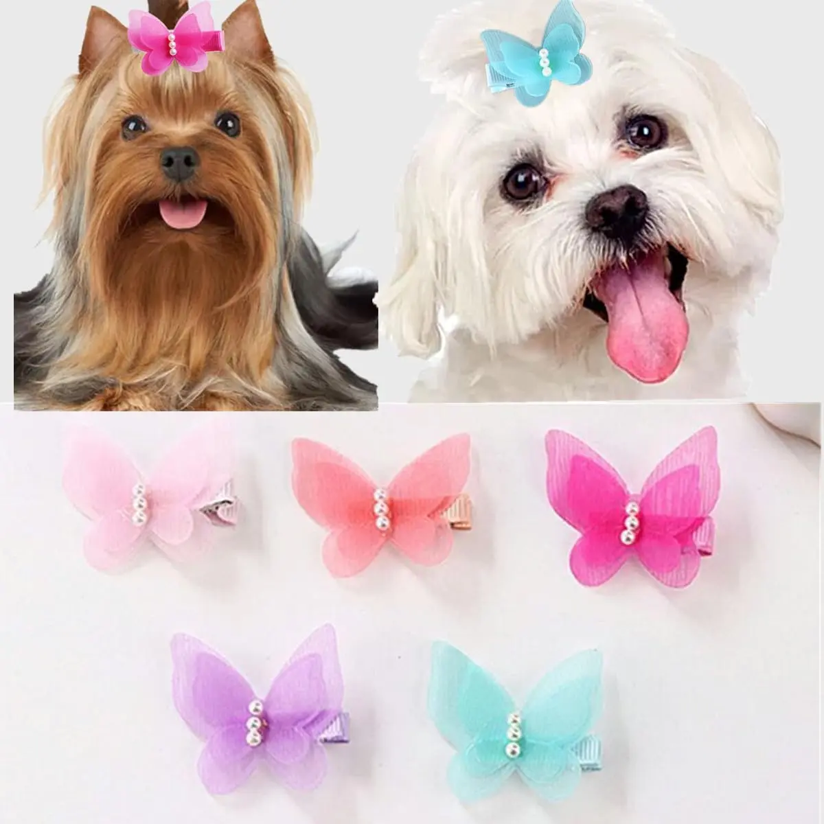 10 count  Accessories, Butterfly  Hair Clips for Girls Cats and Dogs,  Bowknot Attachments