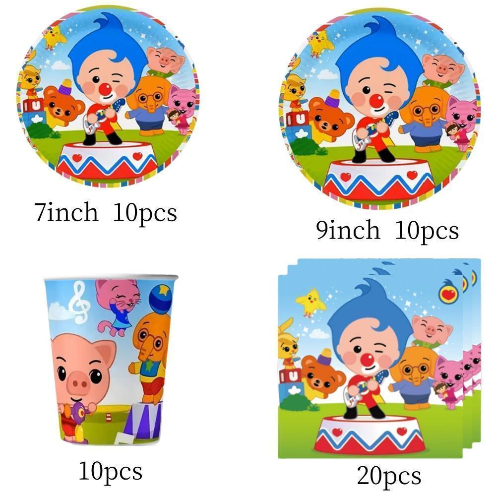 Plim Clown Party Decorations Theme Party Tableware Plate Cup Napkin Tablecloth Baby Shower Boys Kids Birthday Party Supplies