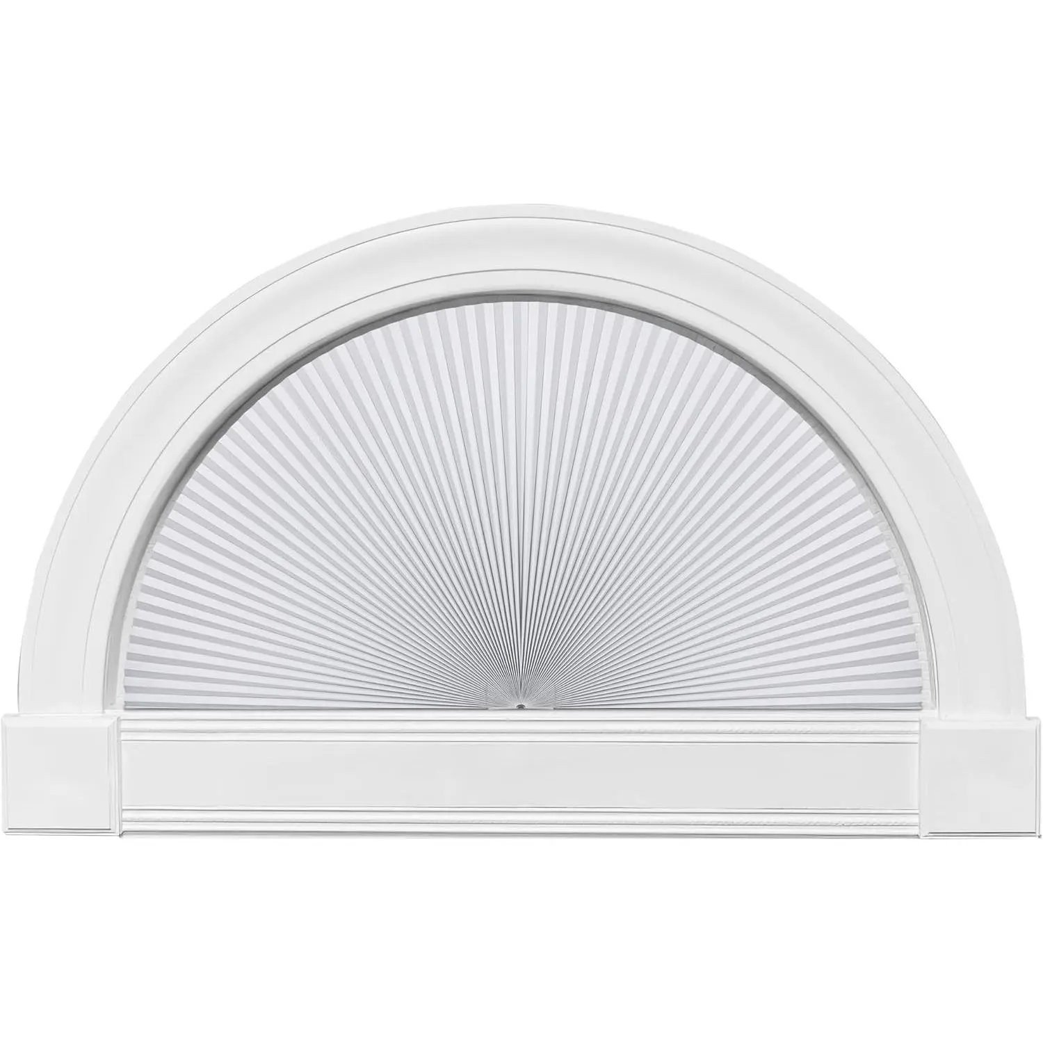 36" X 72" White Blackout Arch Window Shade, No Drill Easy Installation Half Moon Semicircular Cellular Blinds