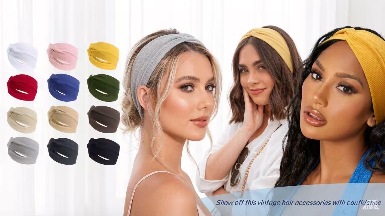New Cross-border Cross Yoga Headband Elastic Knitted Sweet Face Washing Sports Headband Postpartum Hair Tie Hair Bun Headband for Women