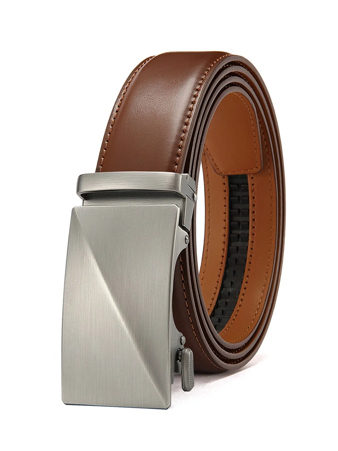 Men's Ratchet Belt, Casual Business Belt, Automatic Slide Belt, Alloy Buckle, No Hole Design, Adjustable Waistband for Casual and Formal Wear, Perfect Gift