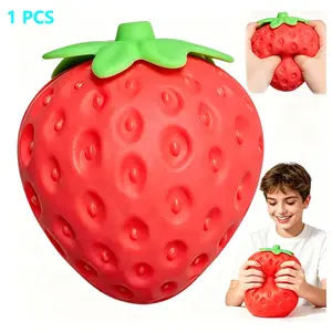Strawberry Squishy, JSqueeze Strawberry - Extra Large 5" Squishy Stress Ball for Adults & Kids 3+ - Fruity Fidget Toy for Stress Relief & Sensory Play - Safe & Durable Non-Toxic Material