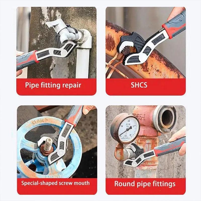 Multifunctional Self-locking Ratchet Wrench, Universal Adjustable Pipe Wrench with Durable Handle, Quick Self Adjusting Locking Wrench, Hand Tools, Tools and Gadgets, Multifunctional Wrench Set