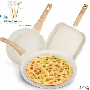 6-Piece Nonstick Cookware Set with Stone Coating Frying Pans and Pots for Kitchen, Non Stick Skillet Set Induction Compatible